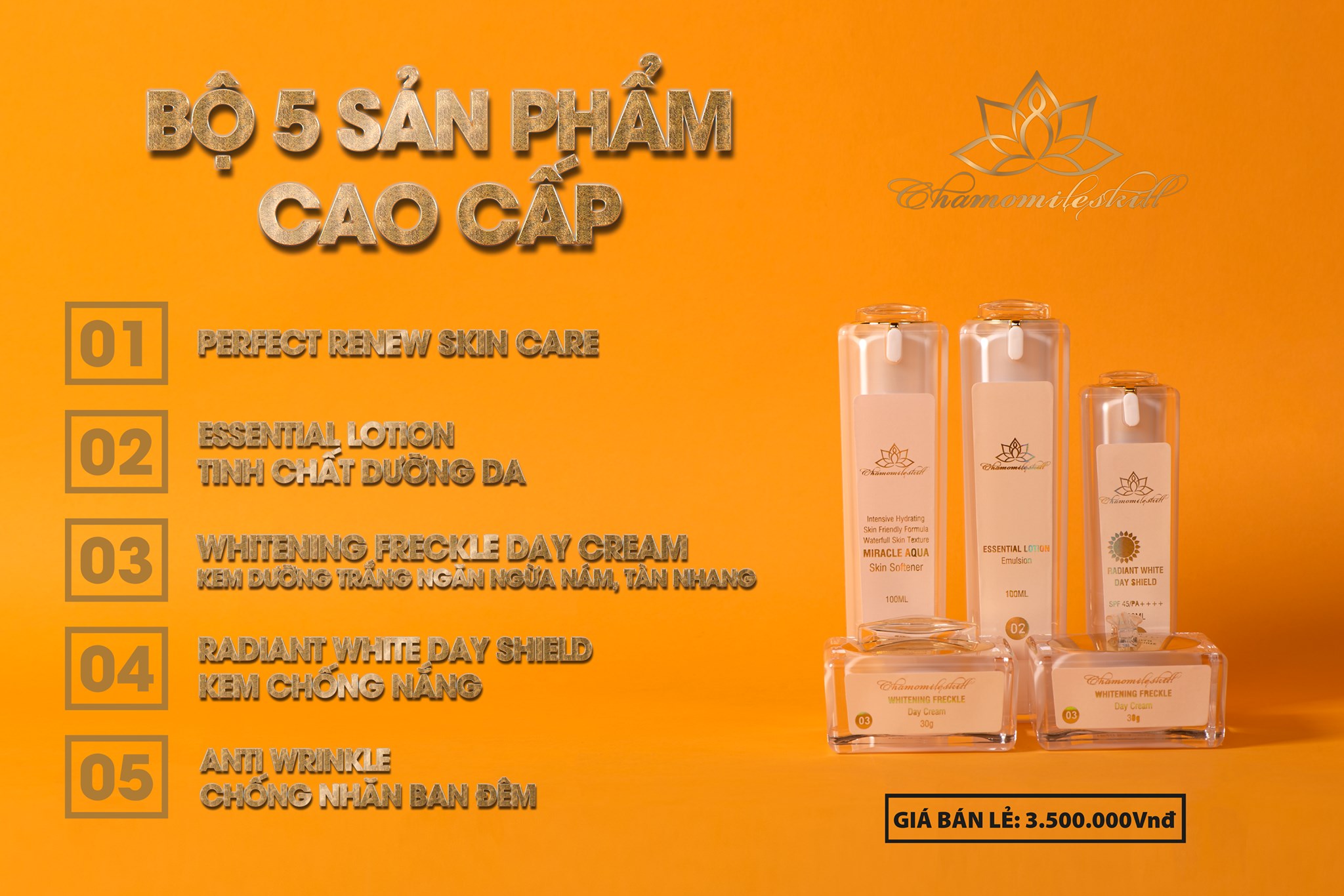 Bộ 5 sản phẩm cao cấp Chamomileskill
